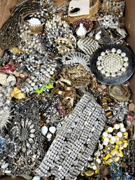 Large Lot Of Craft Damaged And Repaired And Some Wearable Rhinestone Jewelry