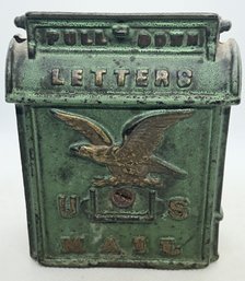 Antique KENTON Cast Iron Mailbox Form Still Bank- Great Original Paint