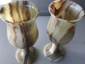 2 Tall Onyx Gem Stone Cups, 7 Inch By 3 Inch