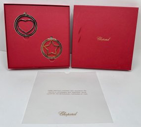 2 New Chopard Boxed Christmas Ornaments, Star & Heart