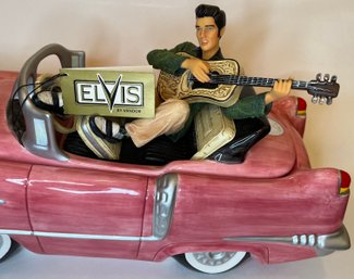 Elvis With Guitar Pink Cadillac Car Cookie Jar - Vandor 1997 - Official EPE Product - Number 674/10,000 - Tag