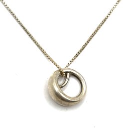 Italian Sterling Silver Chain With Sterling Silver Circle Pendant