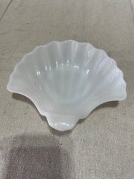 Milk Glass Clam Shell Trinket Dish