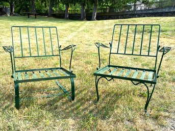 A Vintage Wrought Iron Rocker And Arm Chair