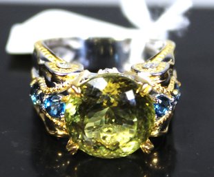 Gold And Sterling Siler Ladies Ring Large Peridot Stone Size 6