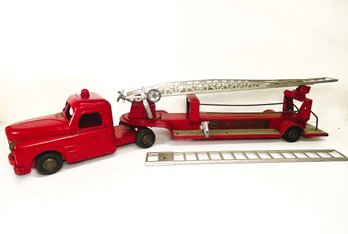 Circa 1950's- Structo SFD Hook & Ladder Fire Truck, Pressed Steel Toy