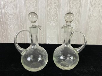 Rounded Crystal Etched Glass Decanter