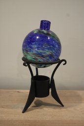 Beautiful Glass Gazing Globe Blue Swirl Illuminarie