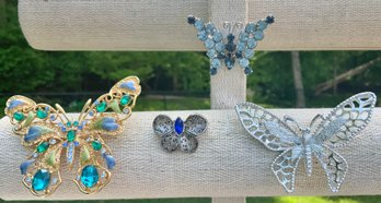 4 Beautiful Vintage Butterfly Pins