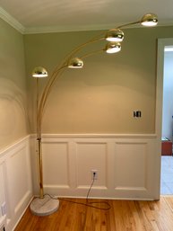 Extraordinary Mid Century/Mid Century Style 5-Light Arc Floor Lamp With Metal Shades. Approx. 7 Feet Tall.