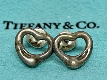 Tiffany & Co. Elsa Peretti Sterling Silver Open Heart Stud Earrings