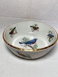 Lourioux Le Faune Bird Motif Made In France Fireproof Porcelain Round Serving Casserole Dish 8.75in No Chips