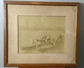 Very Old Photo Of Men In Boats