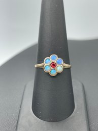 Amazing Antique Ruby & Multiple Opal 10k Yellow Gold Ring
