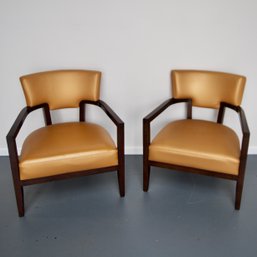 Metallic Gold Vinyl Armchair Set Of 2