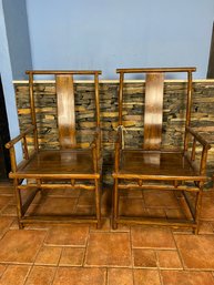 2 Piece Wooden Arm Chair Set