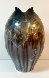 Rare Crystalline Glaze Pottery Vase - Marked