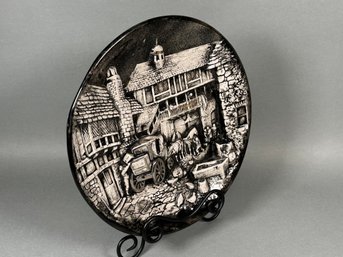 Three Dimensional Stagecoach Scene Decorative Plate