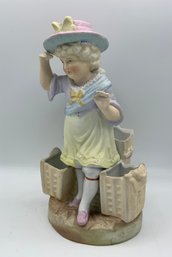 Vintage Bisque Figurine ~ Lady With Hat ~ (D)