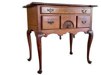 Queen Anne Lowboy With Brass Willow Mounts, Bail Handles And Cabriolet Legs