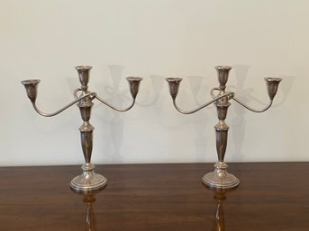 Pair Of Towle Sterling Silver Weighted 3 Branch Candelabra