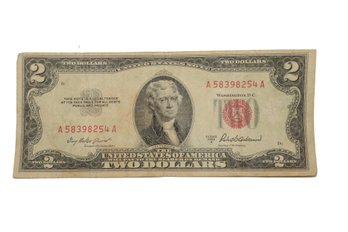 1953-A Two Dollar Bill With Red Seal