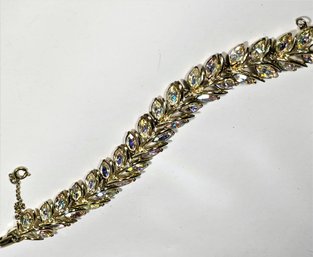 Vintage Gold Tone Aurora Borealis Rhinestone Bracelet 7 1/2'