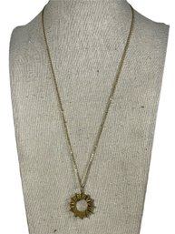 Vintage Gold Tone Chain & Pendant Necklace Sunburst Design