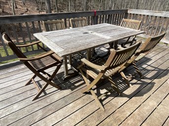 Teak Patio Set Table And Folding Chairs