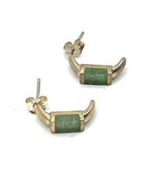 Vintage Sterlings Silver Jade Color Earrings