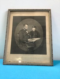 President Lincoln And His Son Tad Framed Print