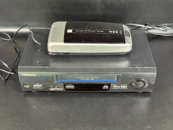 A Panasonic VHS Player With Remote & Gemini Tape Rewinder