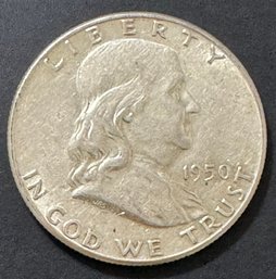 1950 Benjamin Franklin Silver Half Dollar