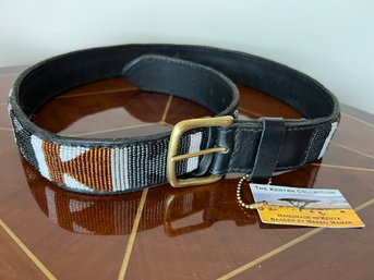 Hand-Beaded 34' Kenyan 'Masai Mamas' Leather Belt