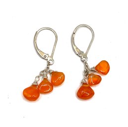 Lovely Sterling Silver Amber Color Beaded Earrings