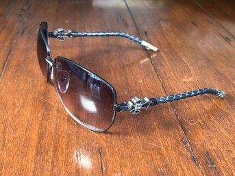 Phenomenal $1,900 Retail CHROME HEARTS Unisex Sunglasses Quim Model With Leather Trim - Made In Italy - WOW !