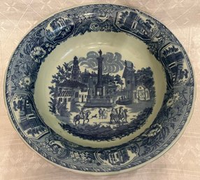 Ironstone Wash Bowl - Victoria Ware - Large Blue Transferware Centrepiece Bowl 15.25 X 4 - Old Fashion Scene