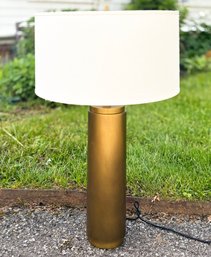 A Modern Bronze Column Table Lamp By Restoration Hardware
