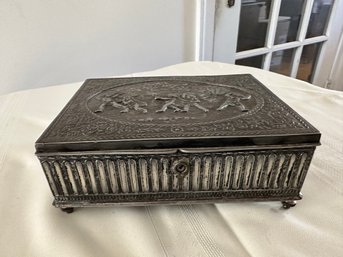 Beautiful Heavy Silver Footed Box With Velvet Interior