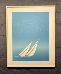 Vintage 1983 Americas Cup Serigraph Poster By Keith Reynolds For Mystic Seaport Museum