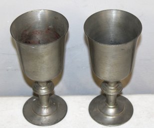 Pair Of Vintage Pewter Goblets