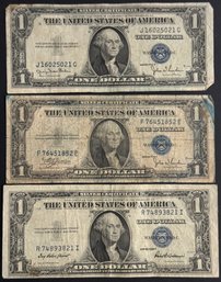 3 $1 Silver Certificates 1935-C, 1935-D, 1935-E