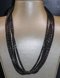 Sparkly Black And Metal Mesh Like Necklace