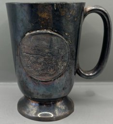 Vintage Silver Plate Mug W/ Hunting Dogs