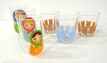 6 Assorted Glass Nesting Doll Trio