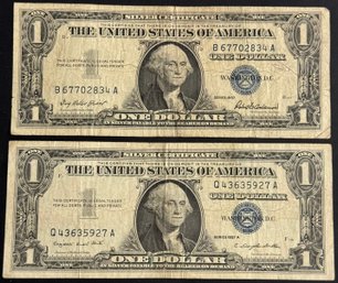 2 $1 Silver Certificates 1957, 1957-A