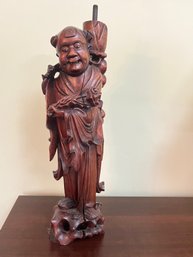 Finely Carved Smiling Wooden Buda