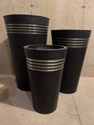 Lightweight Metal Nesting Floor Planters In A Matt Black Finish