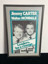 Vintage Jimmy Carter Walter Mondale Campaign Poster