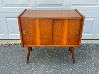 Mid Century Teak Cabinet With Sliding Doors